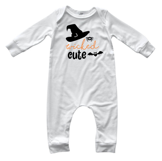 Wicked Cute Witches Baby Romper Outfit White