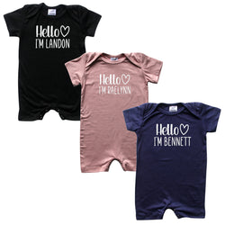 Personalized Hello Heart Silky Baby Romper Shorts