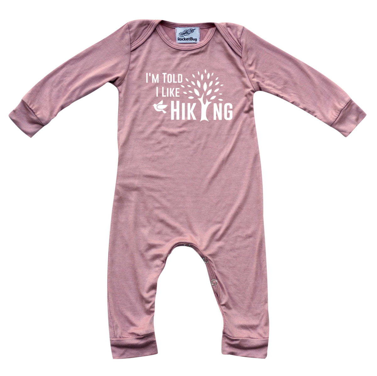 I'm Told I Like Hiking Long Sleeve Romper Silky Dusty Rose