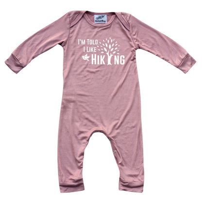 I'm Told I Like Hiking Long Sleeve Romper Silky Dusty Rose