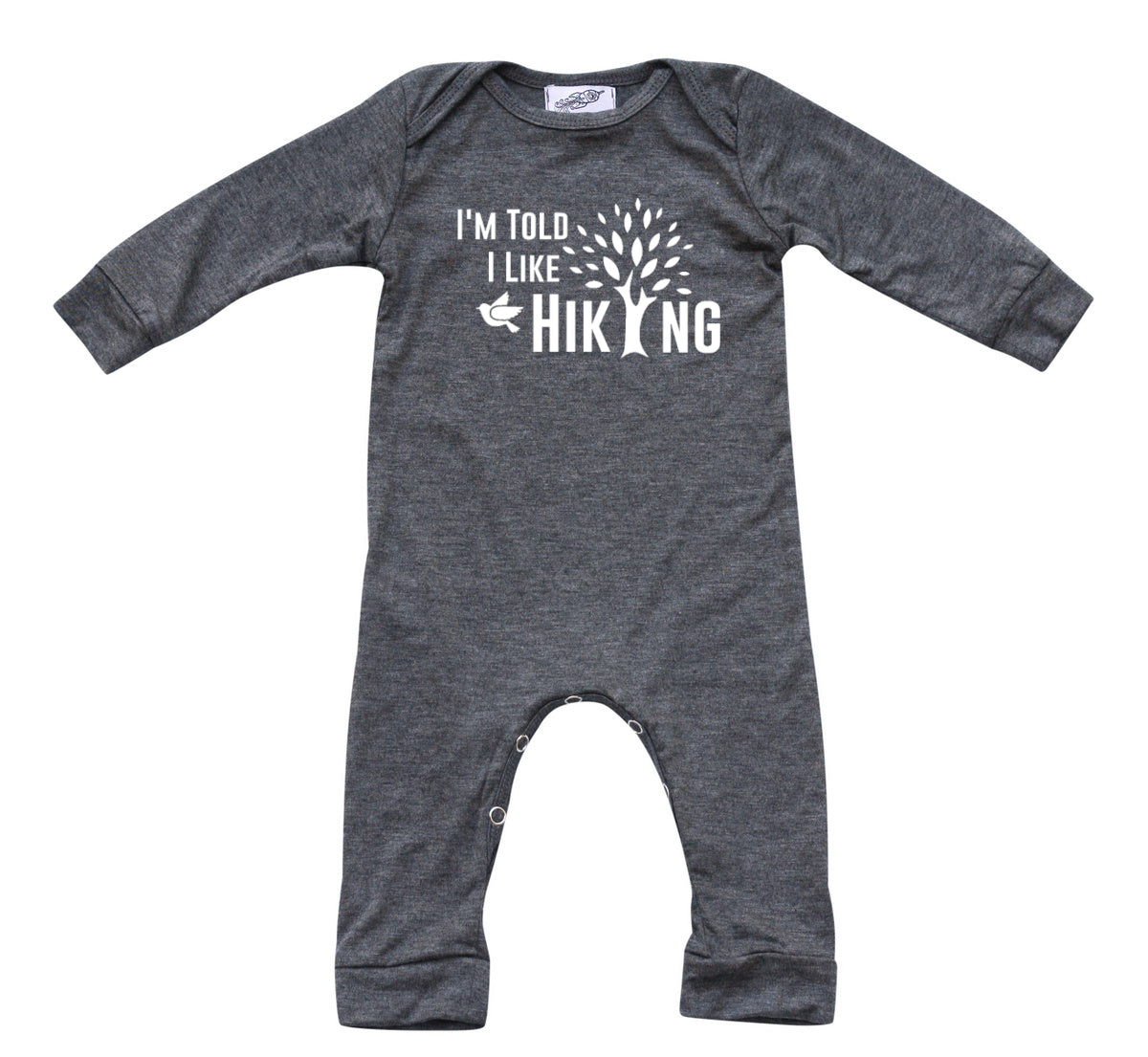 I'm Told I Like Hiking Long Sleeve Romper Silky Heather Gray
