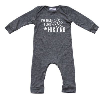 I'm Told I Like Hiking Long Sleeve Romper Silky Heather Gray