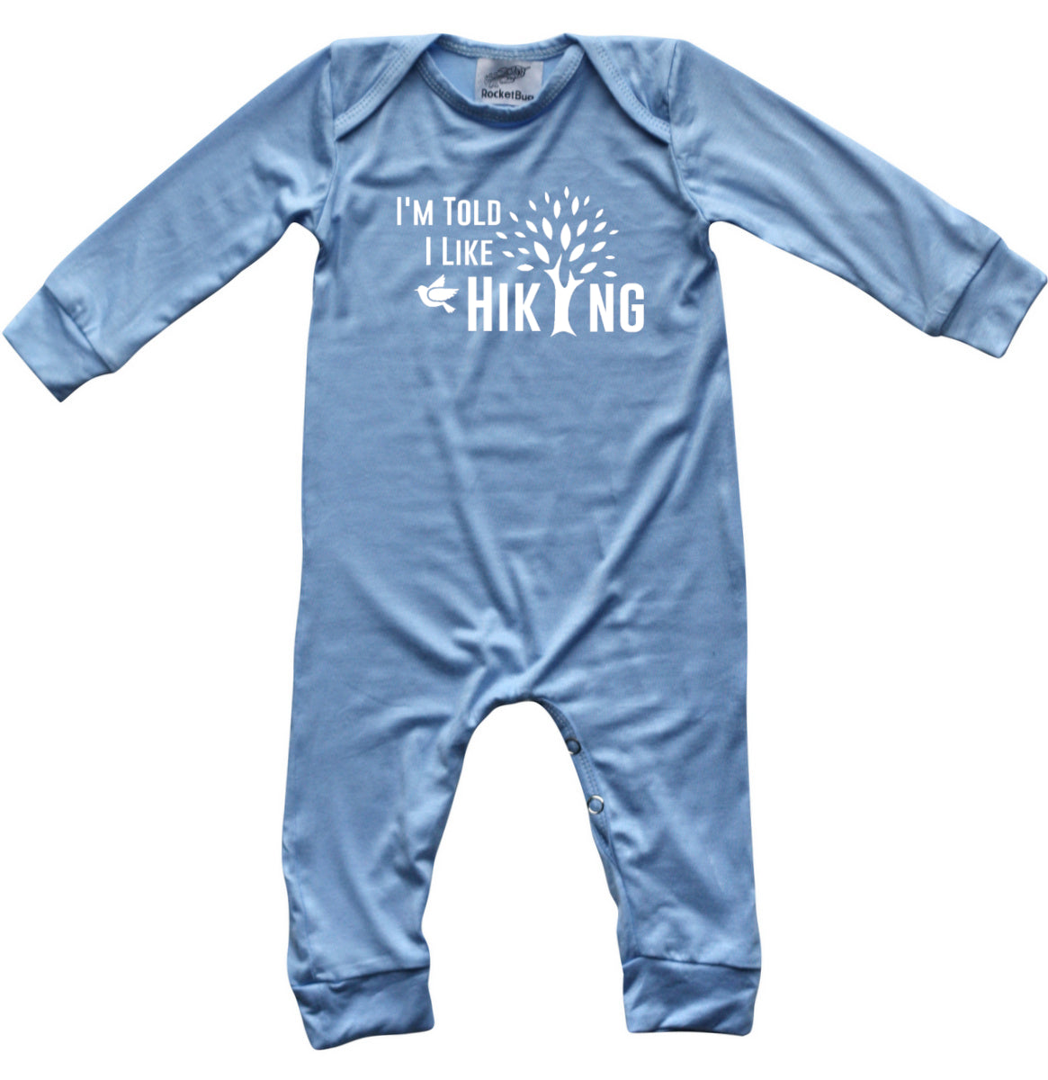 I'm Told I Like Hiking Long Sleeve Romper Silky Light Blue