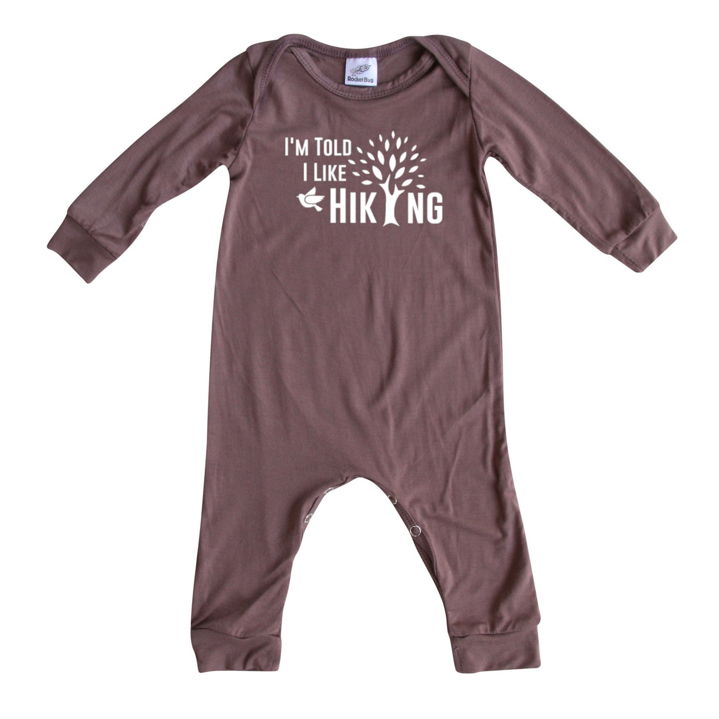 I'm Told I Like Hiking Long Sleeve Romper Silky Dark Mauve