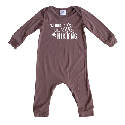 I'm Told I Like Hiking Long Sleeve Romper Silky Dark Mauve