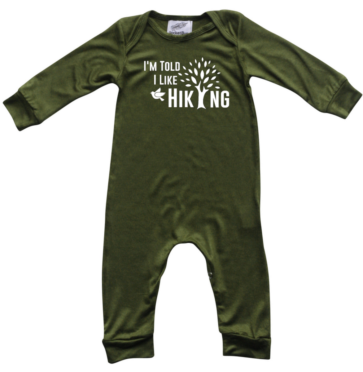 I'm Told I Like Hiking Long Sleeve Romper Silky Army Green