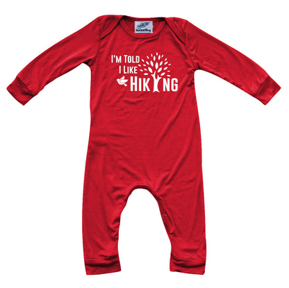 I'm Told I Like Hiking Long Sleeve Romper Silky Red