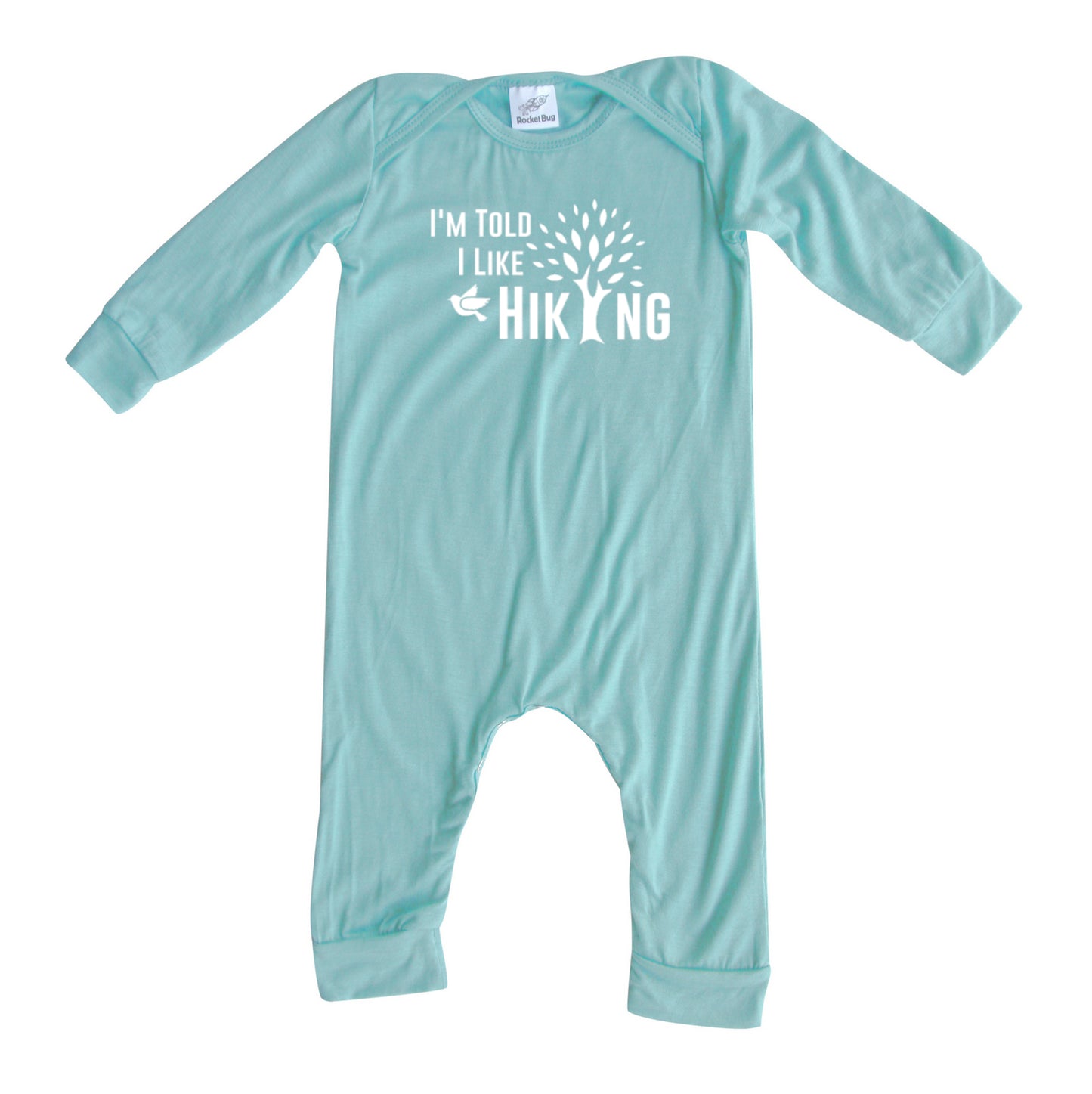 I'm Told I Like Hiking Long Sleeve Romper Silky Seafoam