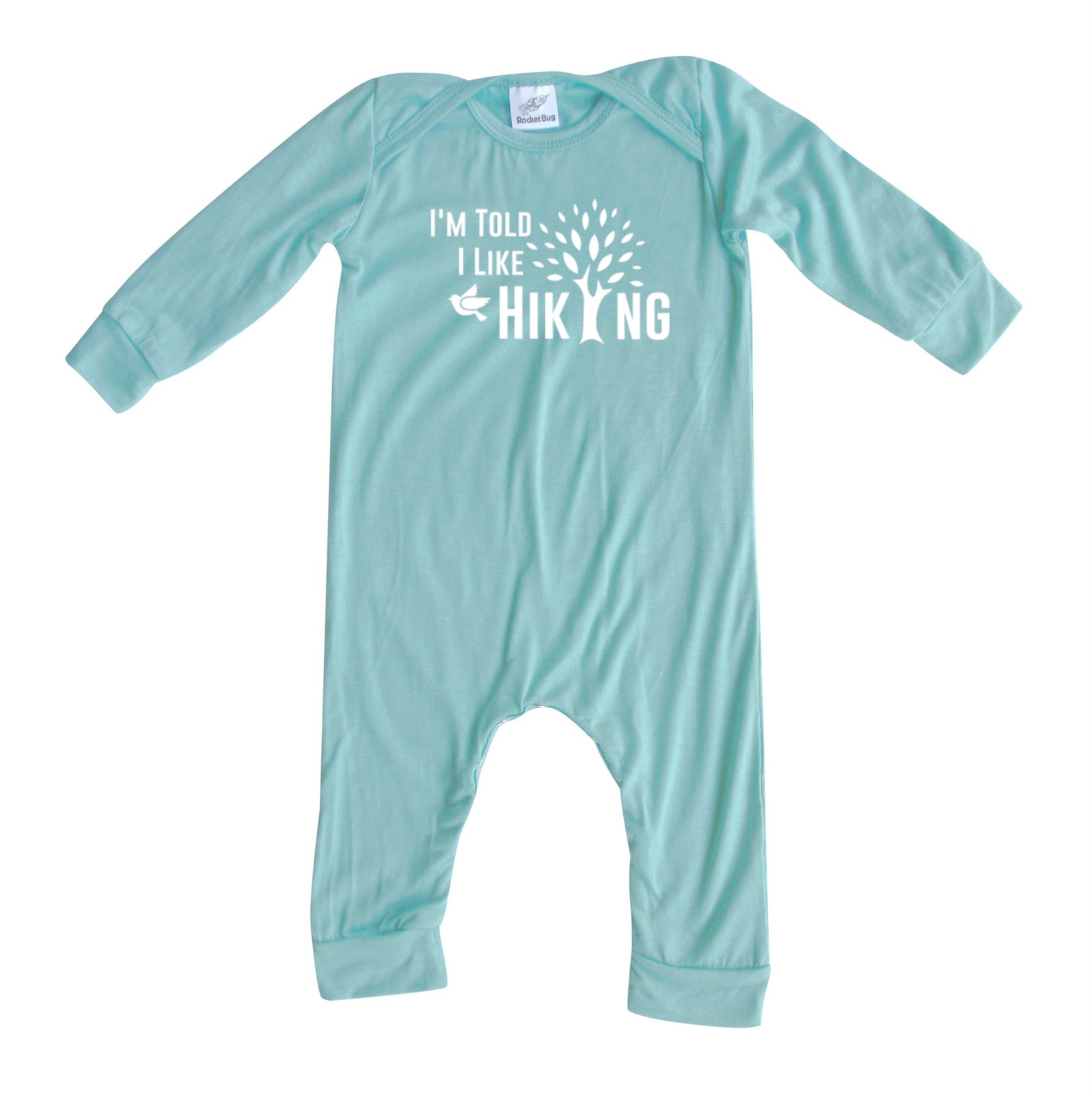 I'm Told I Like Hiking Long Sleeve Romper Silky Seafoam