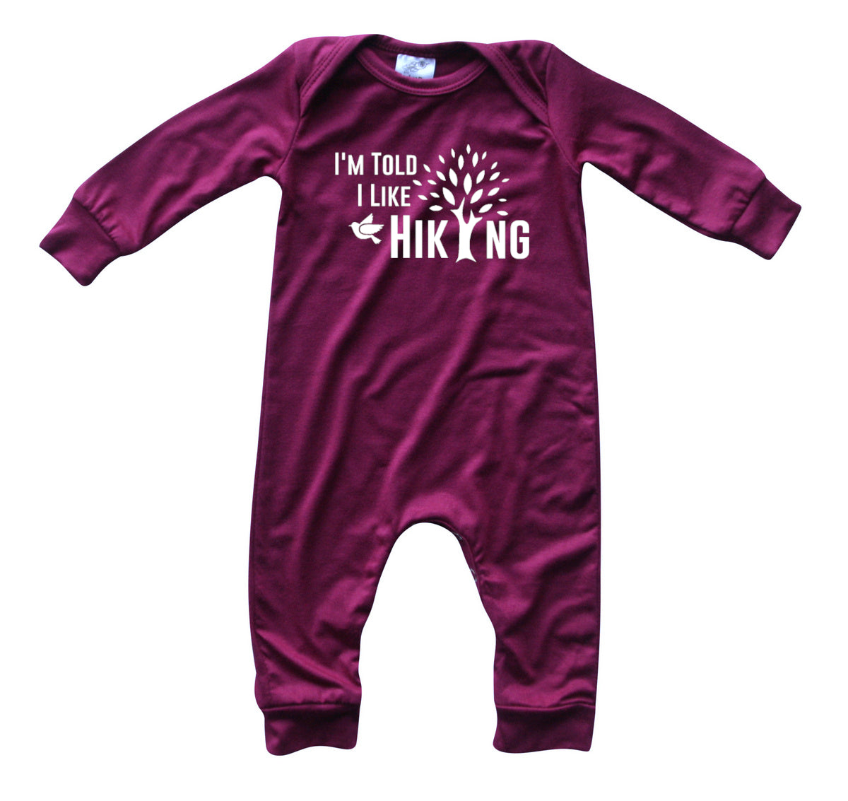I'm Told I Like Hiking Long Sleeve Romper Silky Wine