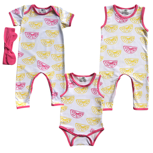 Set of Three Lemon Baby Rompers