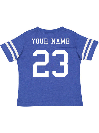 Custom Football Jersey Toddler and Child Personalized with Name and Number (Front & Back) Vintage Royal (Blue)