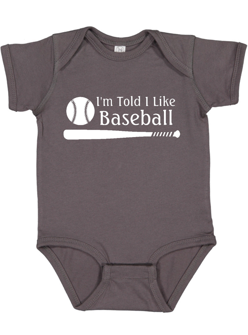 I'm Told I Like Baseball Silhouette Baby Bodysuit