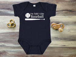 I'm Told I Like Baseball Silhouette Baby Bodysuit