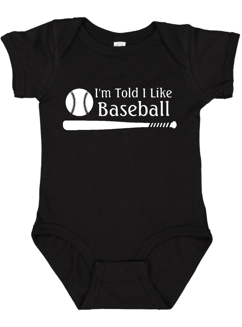 I'm Told I Like Baseball Silhouette Baby Bodysuit