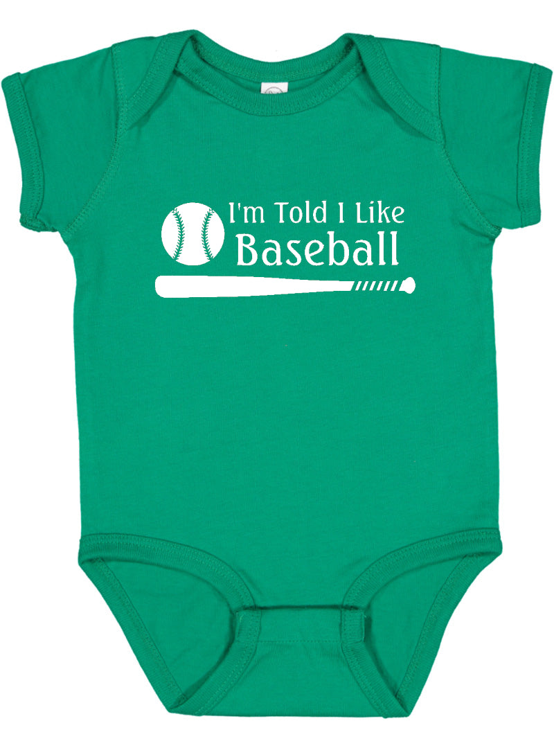 I'm Told I Like Baseball Silhouette Baby Bodysuit