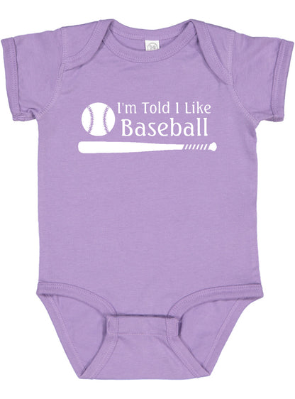 I'm Told I Like Baseball Silhouette Baby Bodysuit