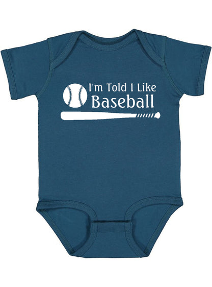 I'm Told I Like Baseball Silhouette Baby Bodysuit
