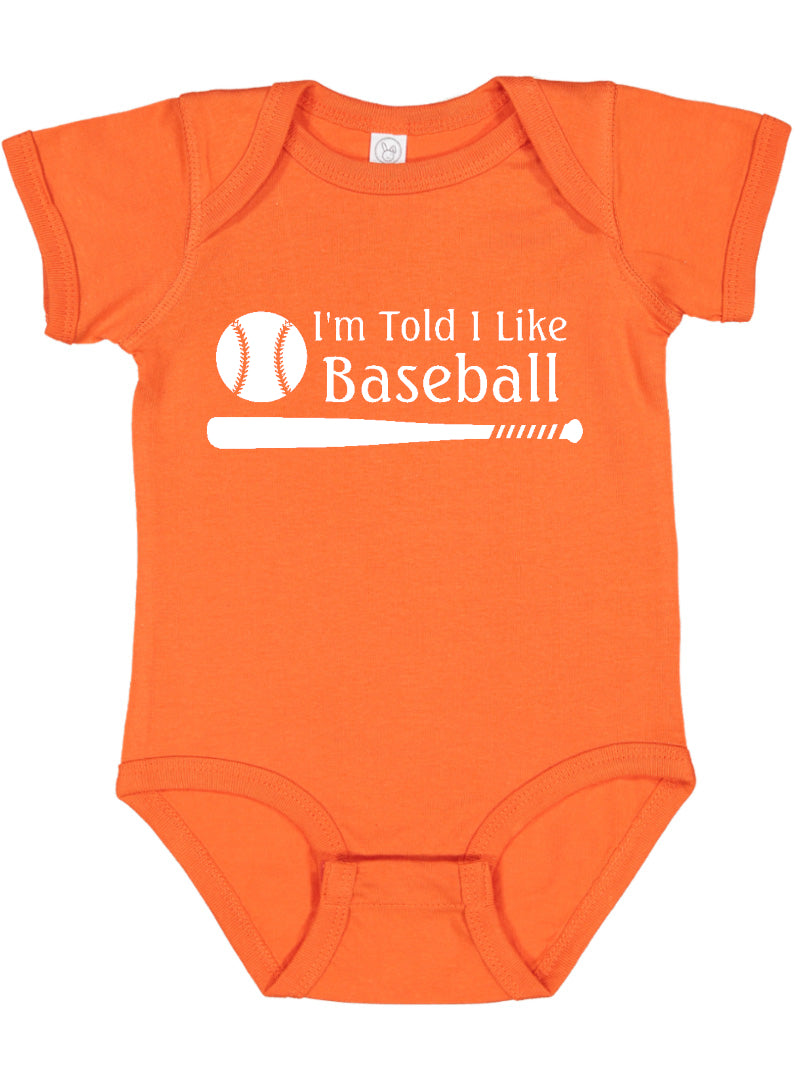 I'm Told I Like Baseball Silhouette Baby Bodysuit