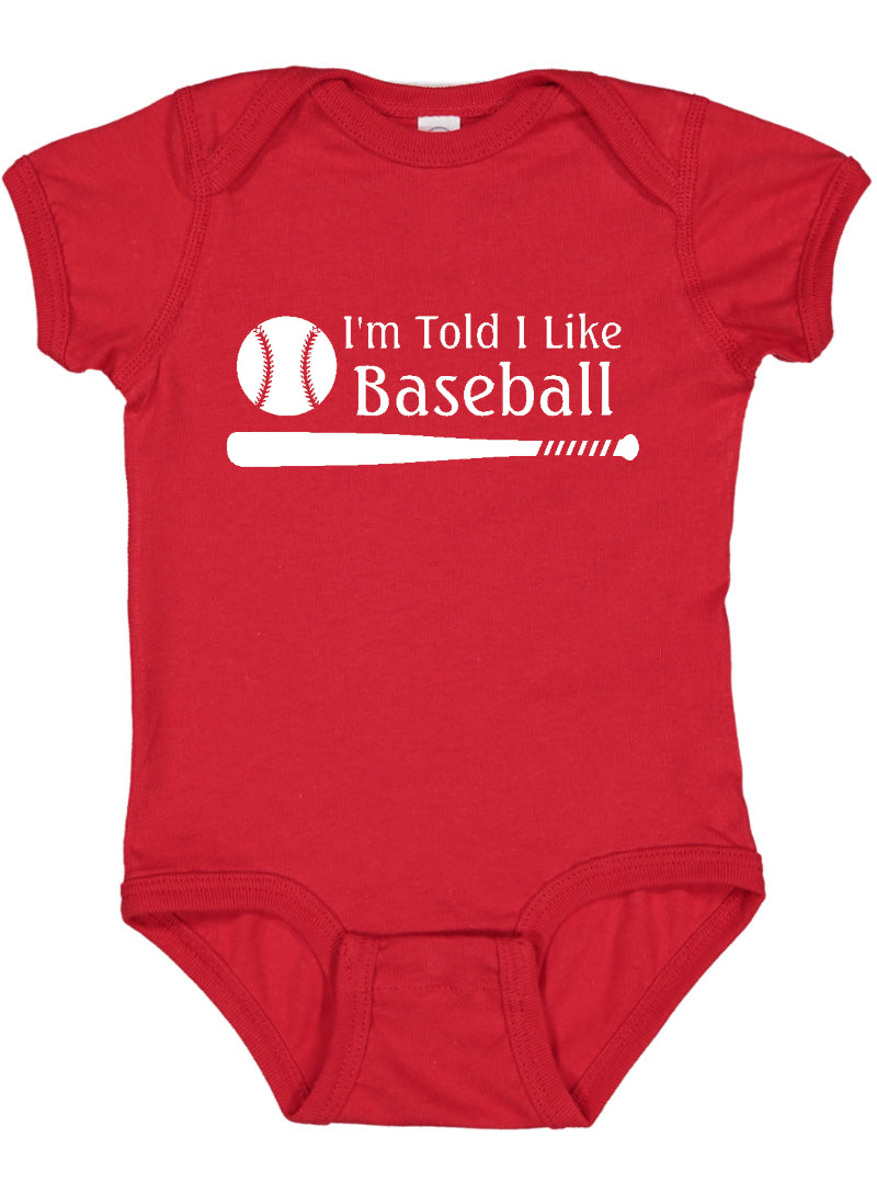 I'm Told I Like Baseball Silhouette Baby Bodysuit