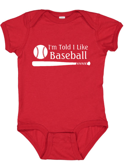 I'm Told I Like Baseball Silhouette Baby Bodysuit