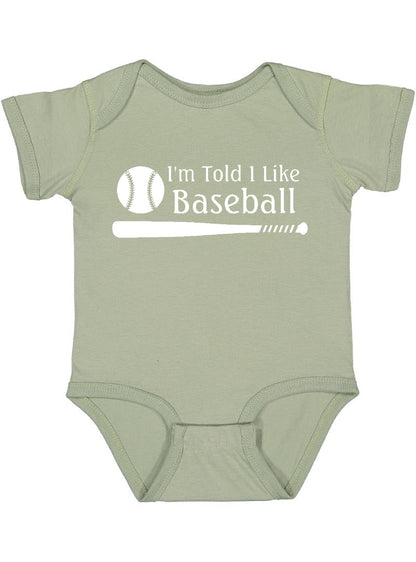 I'm Told I Like Baseball Silhouette Baby Bodysuit