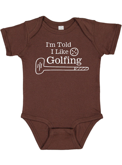 I'm Told I Like Golfing Silhouette Baby Bodysuit