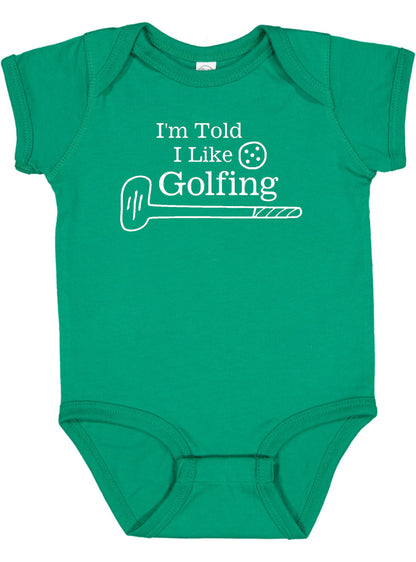 I'm Told I Like Golfing Silhouette Baby Bodysuit