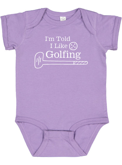 I'm Told I Like Golfing Silhouette Baby Bodysuit