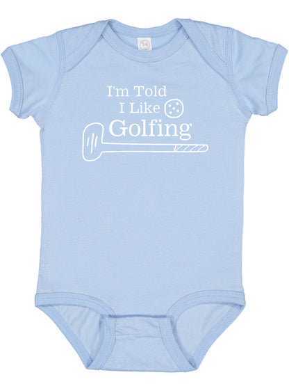 I'm Told I Like Golfing Silhouette Baby Bodysuit
