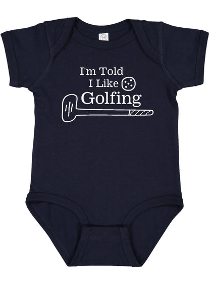 I'm Told I Like Golfing Silhouette Baby Bodysuit