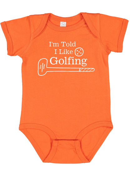 I'm Told I Like Golfing Silhouette Baby Bodysuit