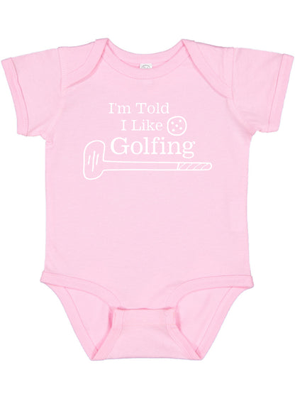 I'm Told I Like Golfing Silhouette Baby Bodysuit