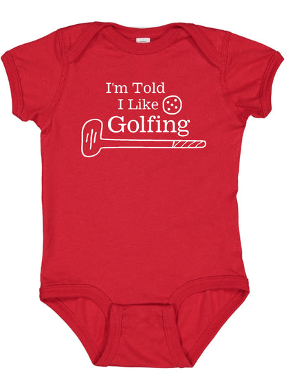 I'm Told I Like Golfing Silhouette Baby Bodysuit