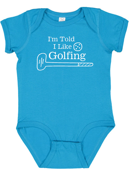 I'm Told I Like Golfing Silhouette Baby Bodysuit