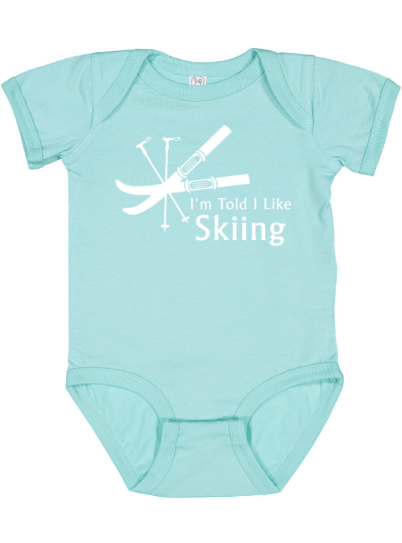 I'm Told I Like Skiing Silhouette Baby Bodysuit