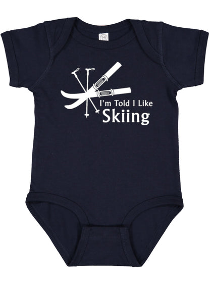 I'm Told I Like Skiing Silhouette Baby Bodysuit