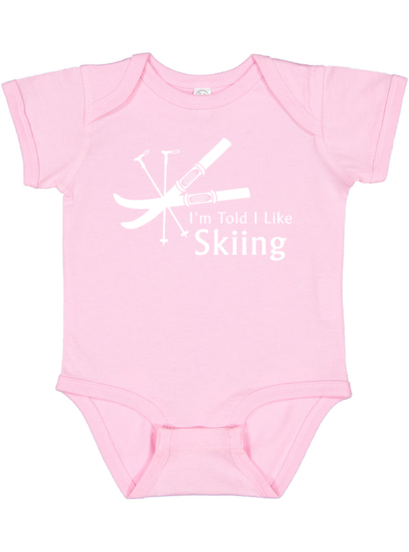 I'm Told I Like Skiing Silhouette Baby Bodysuit