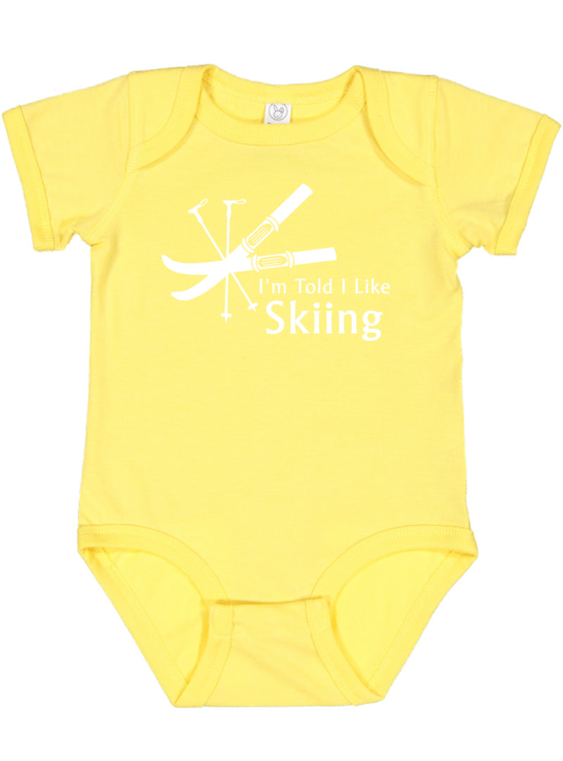 I'm Told I Like Skiing Silhouette Baby Bodysuit