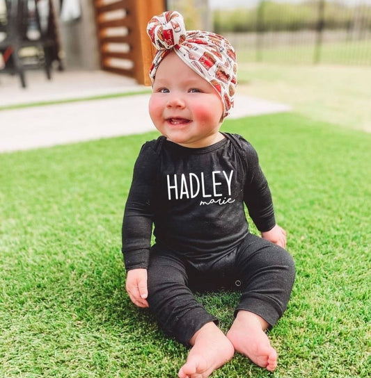 Personalized First + Middle Name (Modern Cursive) Silky Baby Long Sleeve Romper