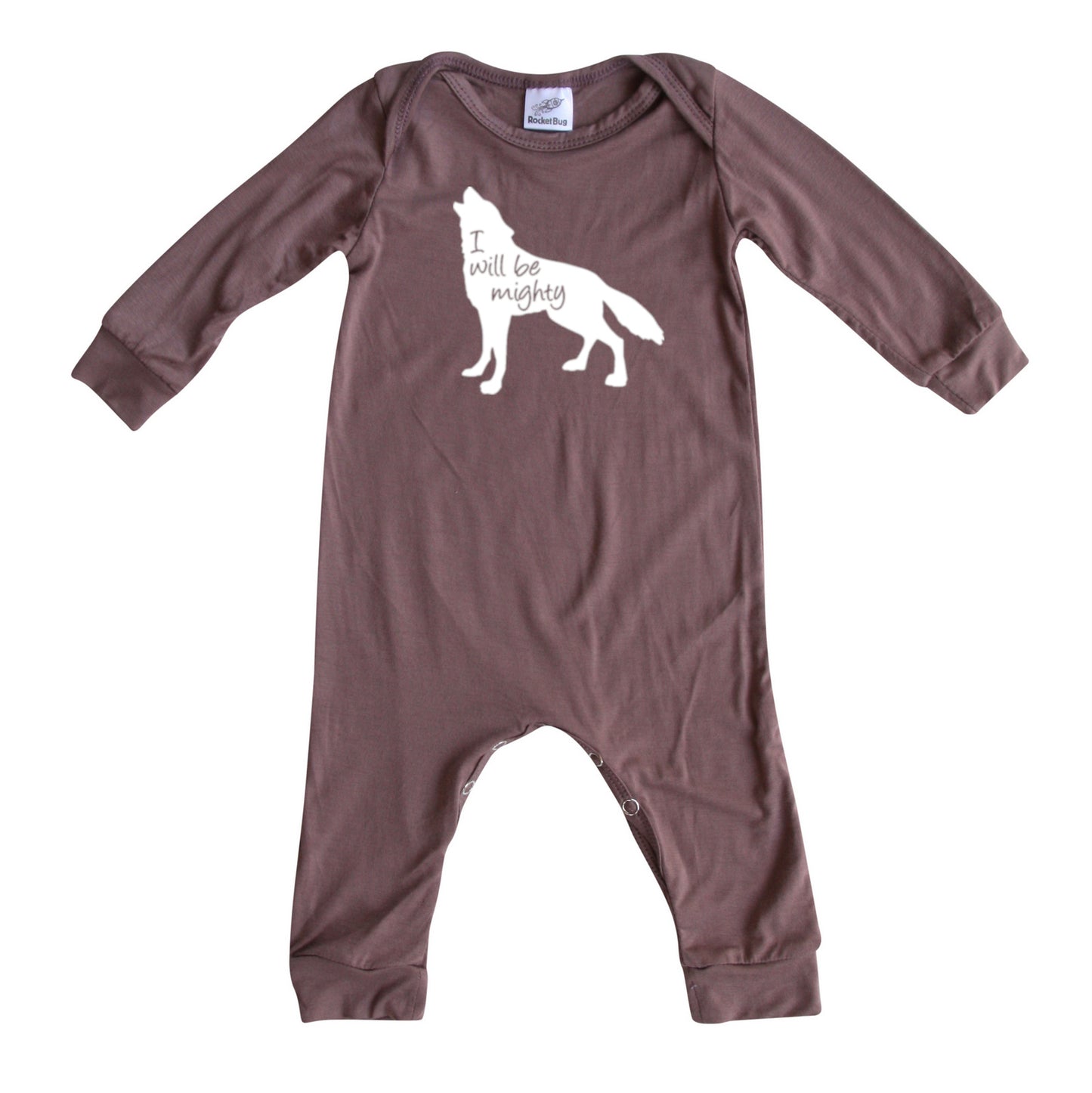 I Will Be Mighty Wolf Silky Long Sleeve Romper Silky Dark Mauve