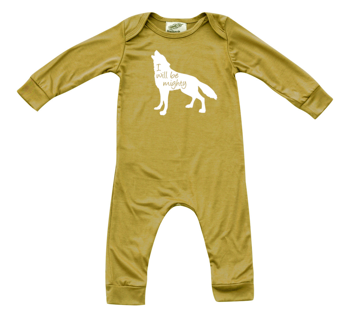 I Will Be Mighty Wolf Silky Long Sleeve Romper Silky Maize