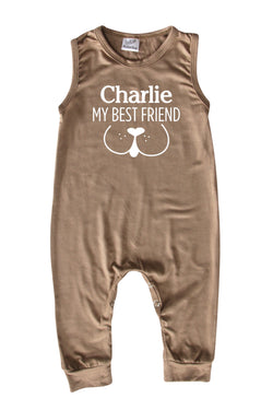 My Best Friend (Dog) Personalized Custom Silky Sleeveless Baby Romper for Boys and Girls