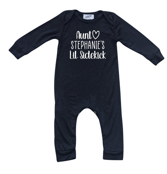 Personalized Aunt's Lil Sidekick Silky Long Sleeve Baby Romper