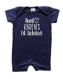 Personalized Aunt's Lil Sidekick Silky Baby Romper Shorts for Boys & Girls