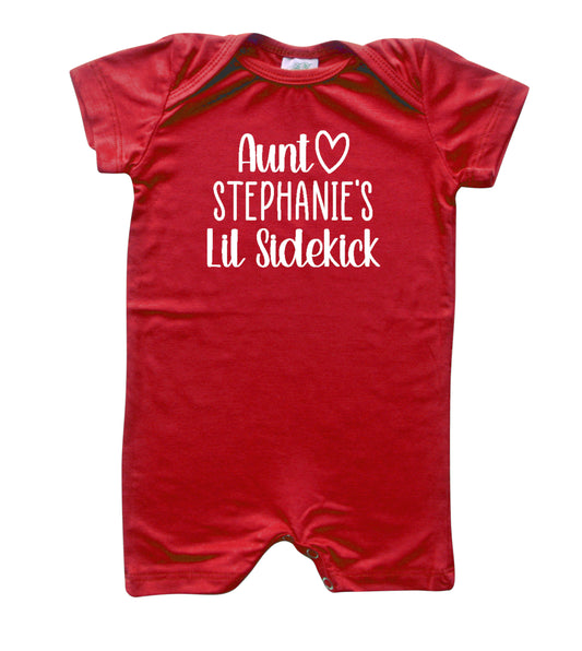 Personalized Aunt's Lil Sidekick Silky Baby Romper Shorts for Boys & Girls