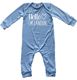 Personalized Hello Heart Silky Long Sleeve Baby Romper