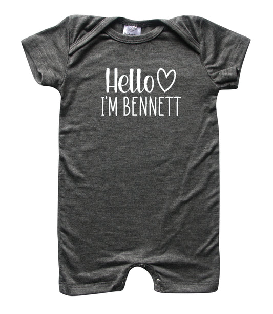Personalized Hello Heart Silky Baby Romper Shorts for Boys & Girls