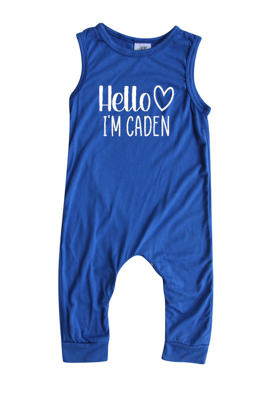 Personalized Hello Heart Silky Sleeveless Baby Romper