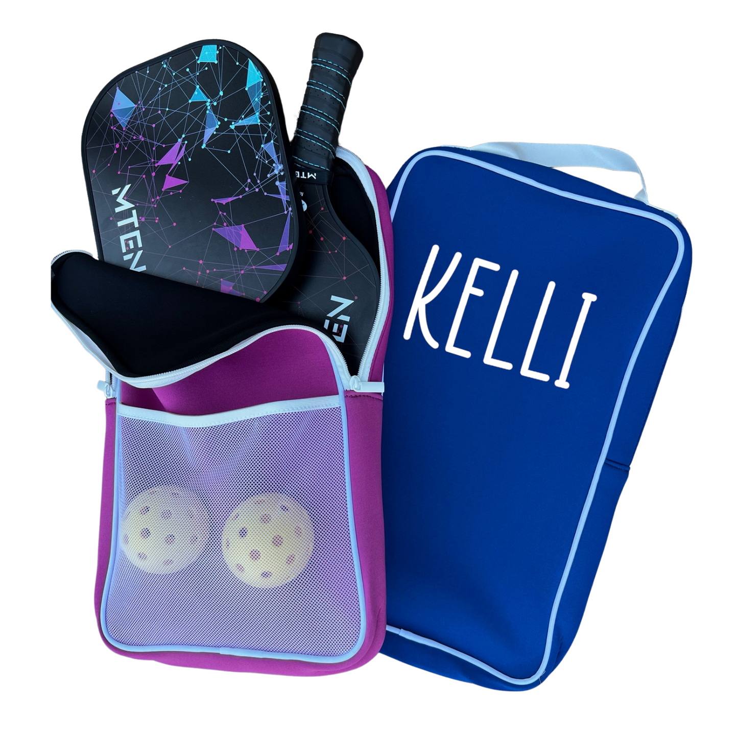 Personalized Pickleball Paddle Bag Cover for Two Paddles & Balls